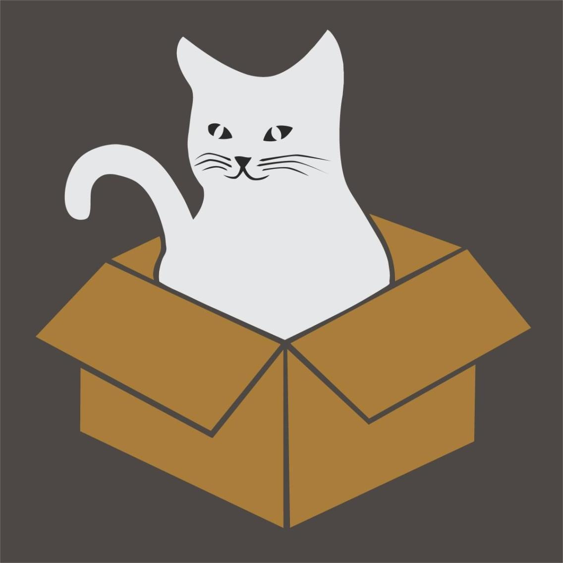 Cat in a Box - Gray -Paper Art-38&quotx38"