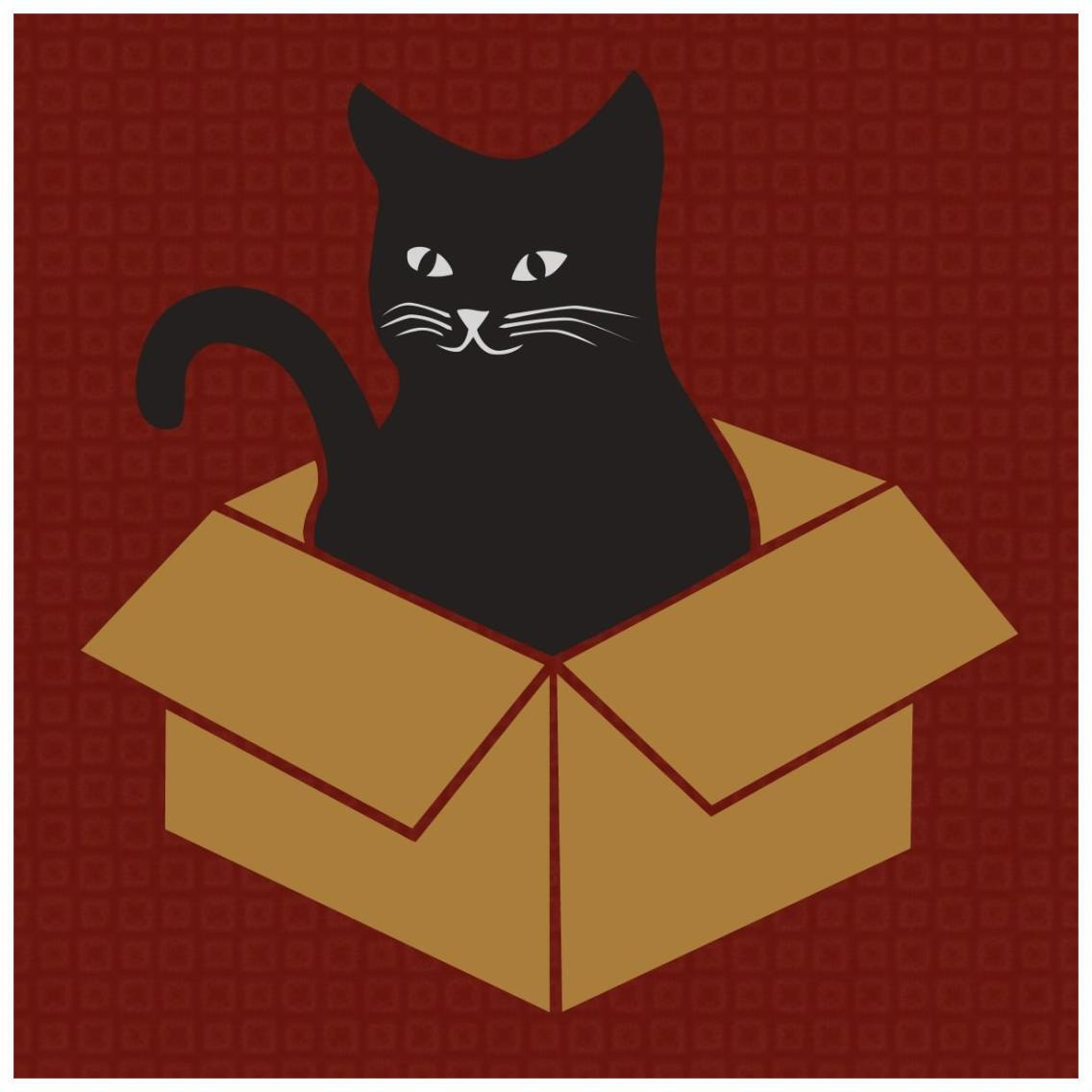 Cat in a Box - Red -Paper Art-26&quotx26"