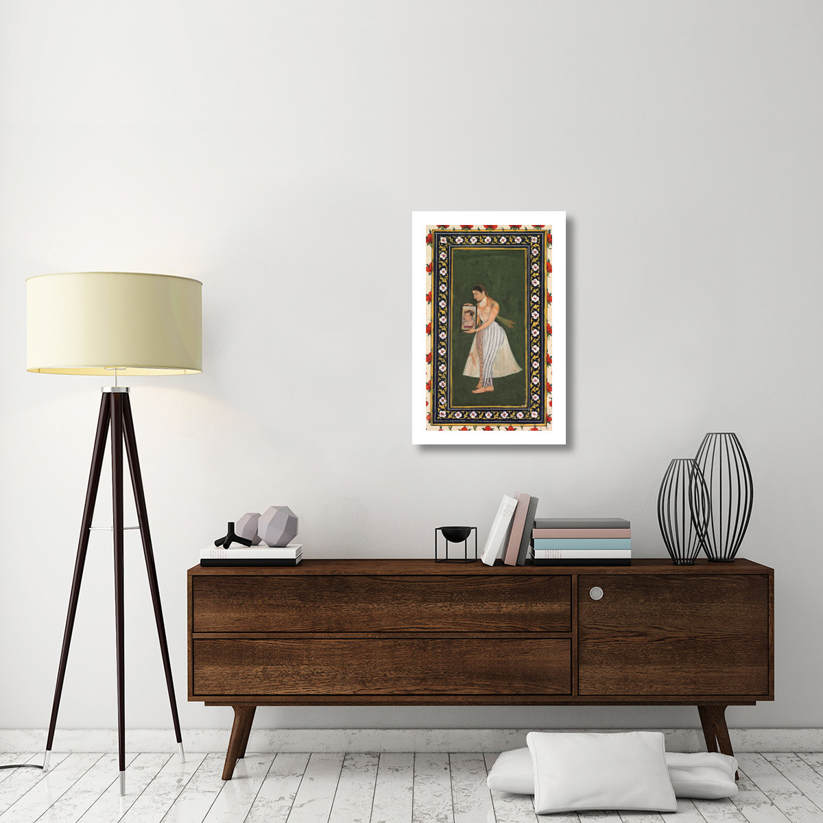 Nur Jahan holding a portrait of Emperor Jahangir, c. 1627 -Paper Art-20.405&quotx32"