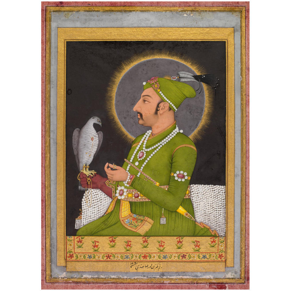 Mughal Emperor Muhammad Shah Holding a Falcon, 1764 -Paper Art-17.942&quotx24"