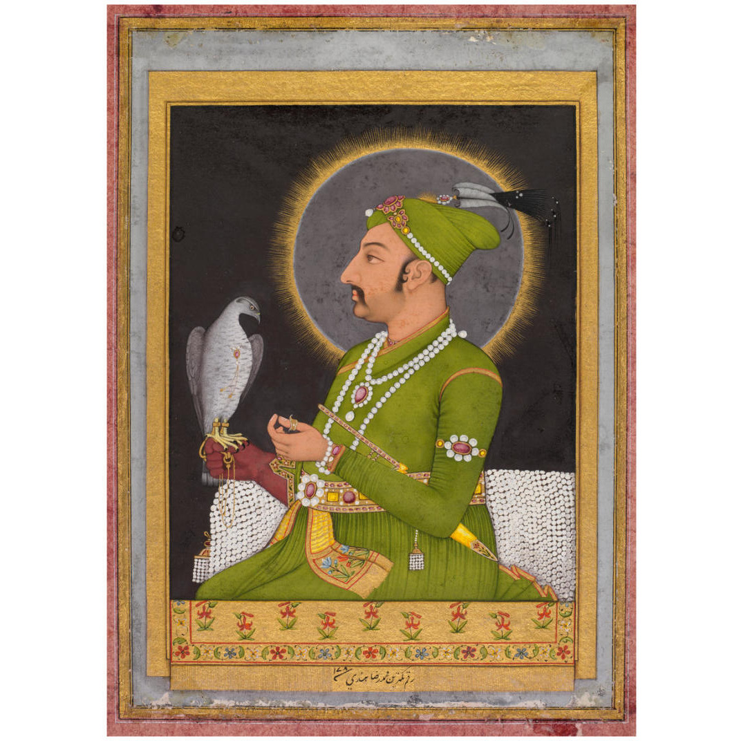 Mughal Emperor Muhammad Shah Holding a Falcon, 1764 -Paper Art-23.739&quotx32"