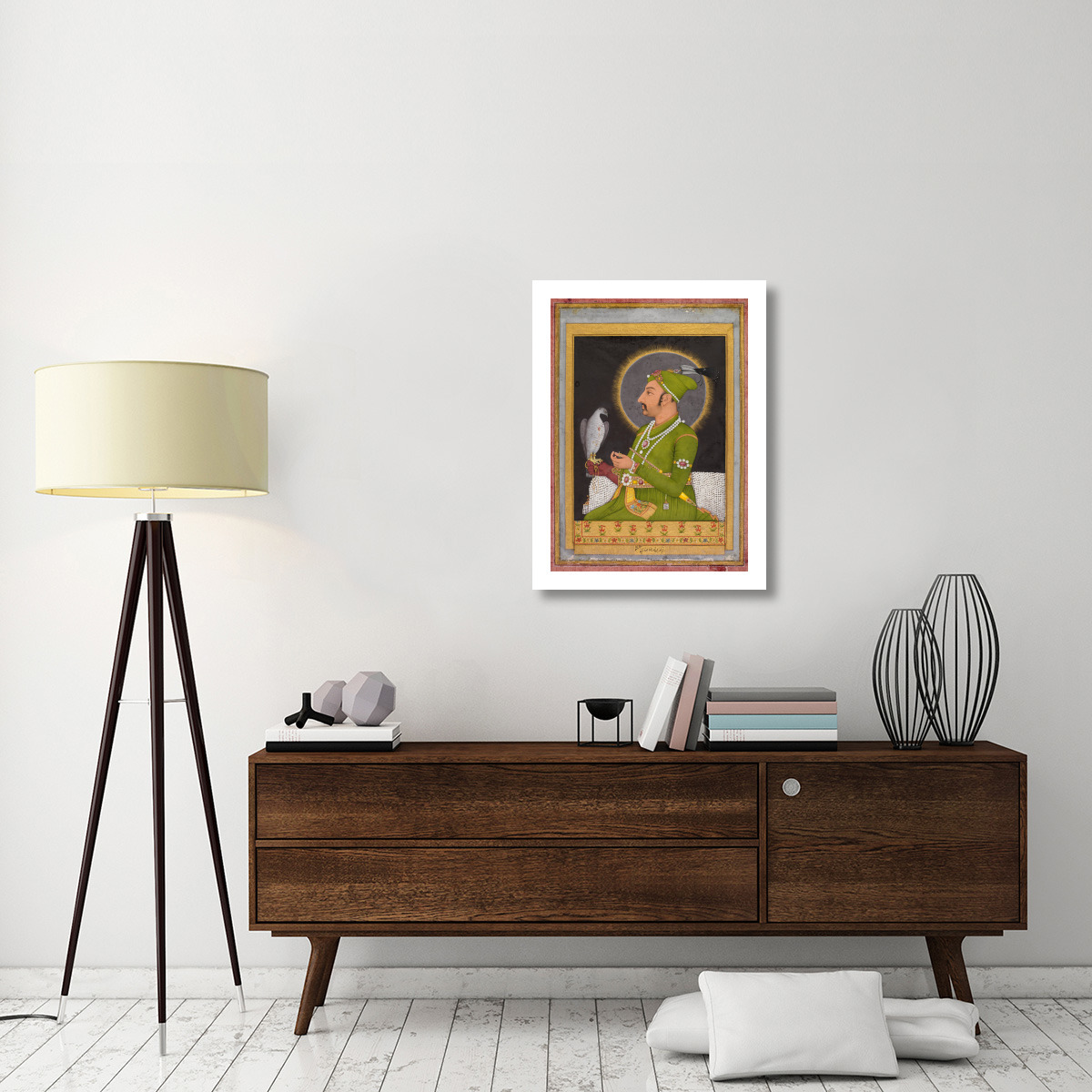 Mughal Emperor Muhammad Shah Holding a Falcon, 1764 -Paper Art-23.739&quotx32"