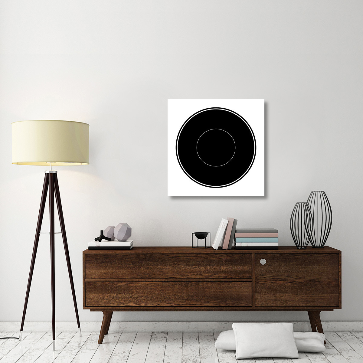 Mealtime Black on White - Plate -Paper Art-32&quotx32"