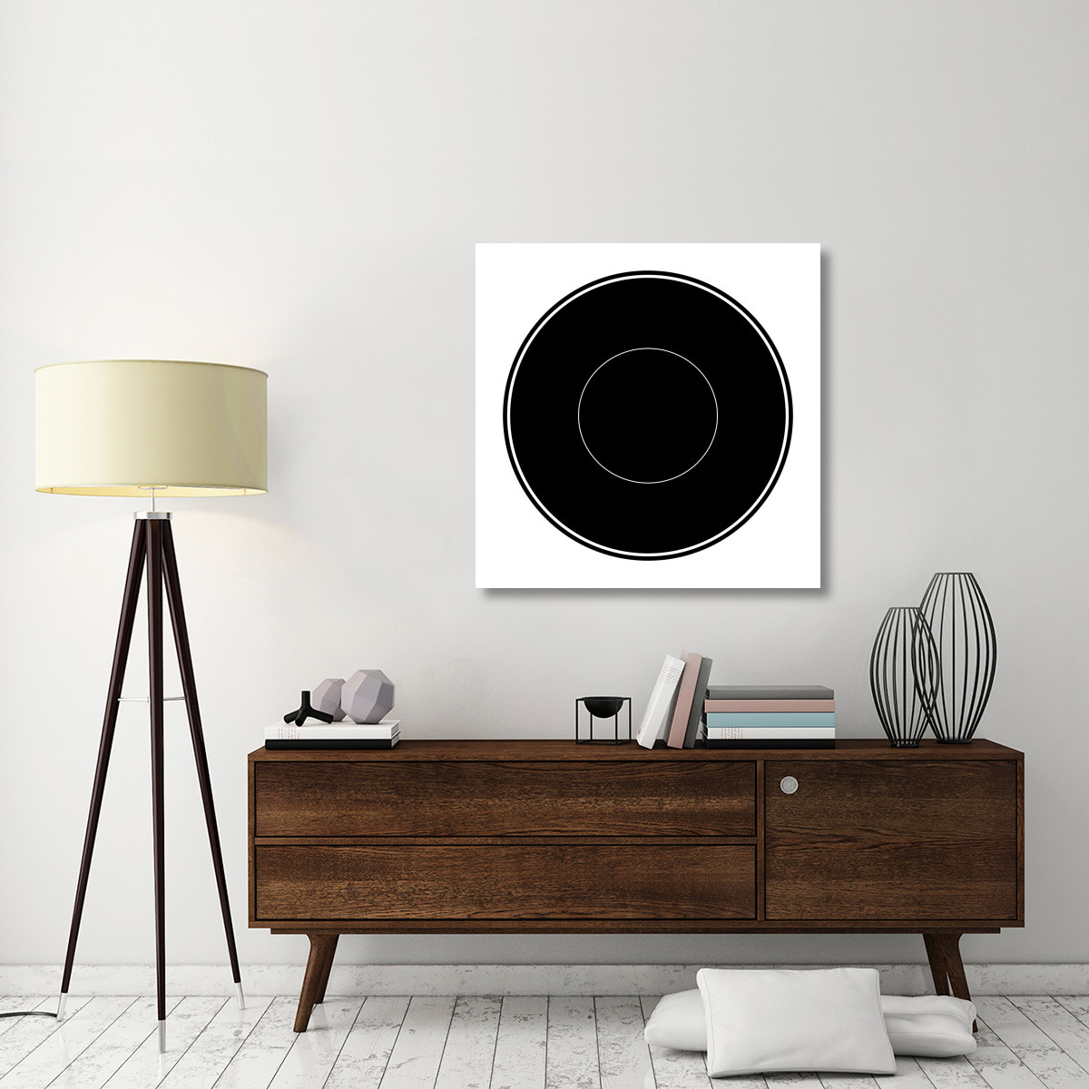 Mealtime Black on White - Plate -Paper Art-38&quotx38"