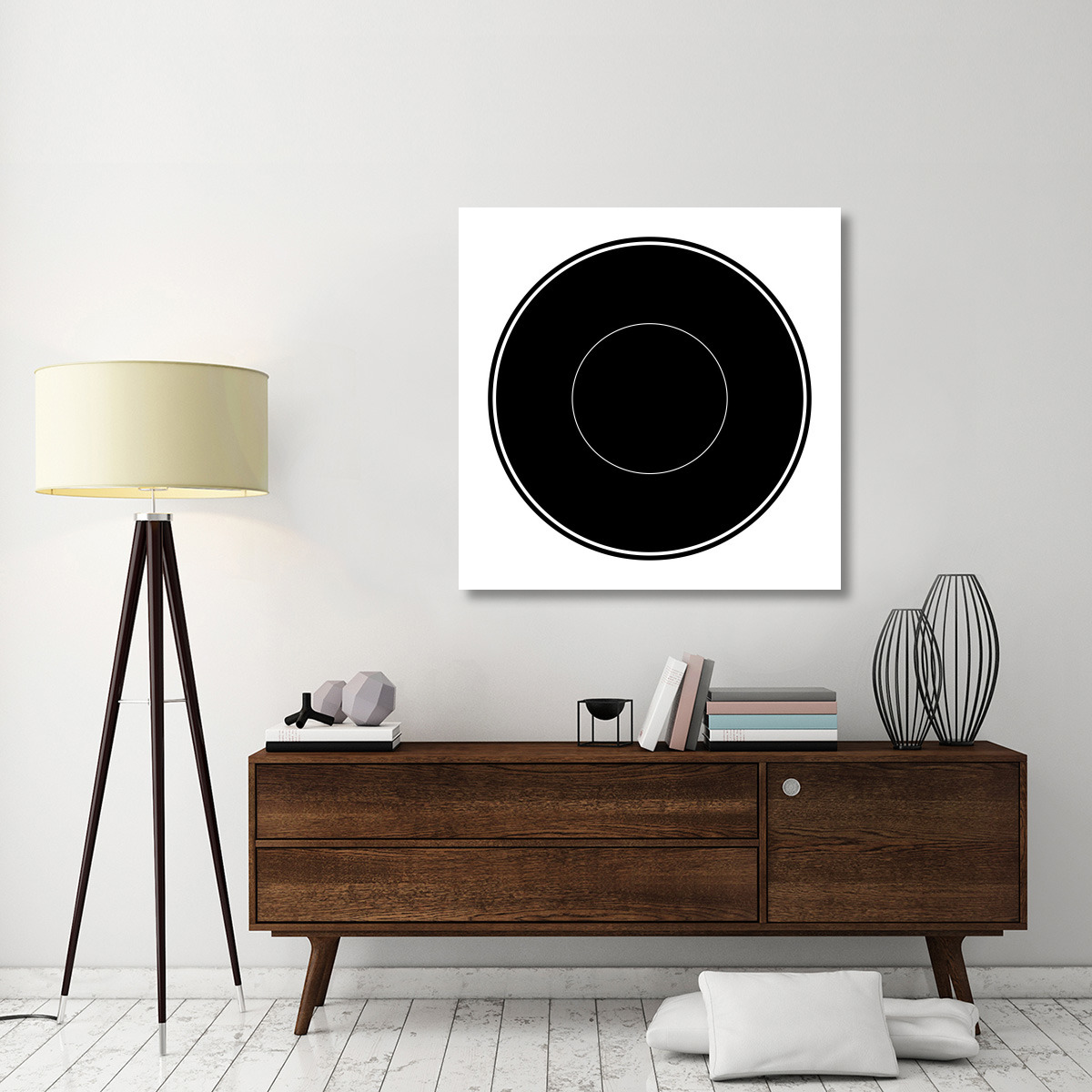 Mealtime Black on White - Plate -Paper Art-42&quotx42"