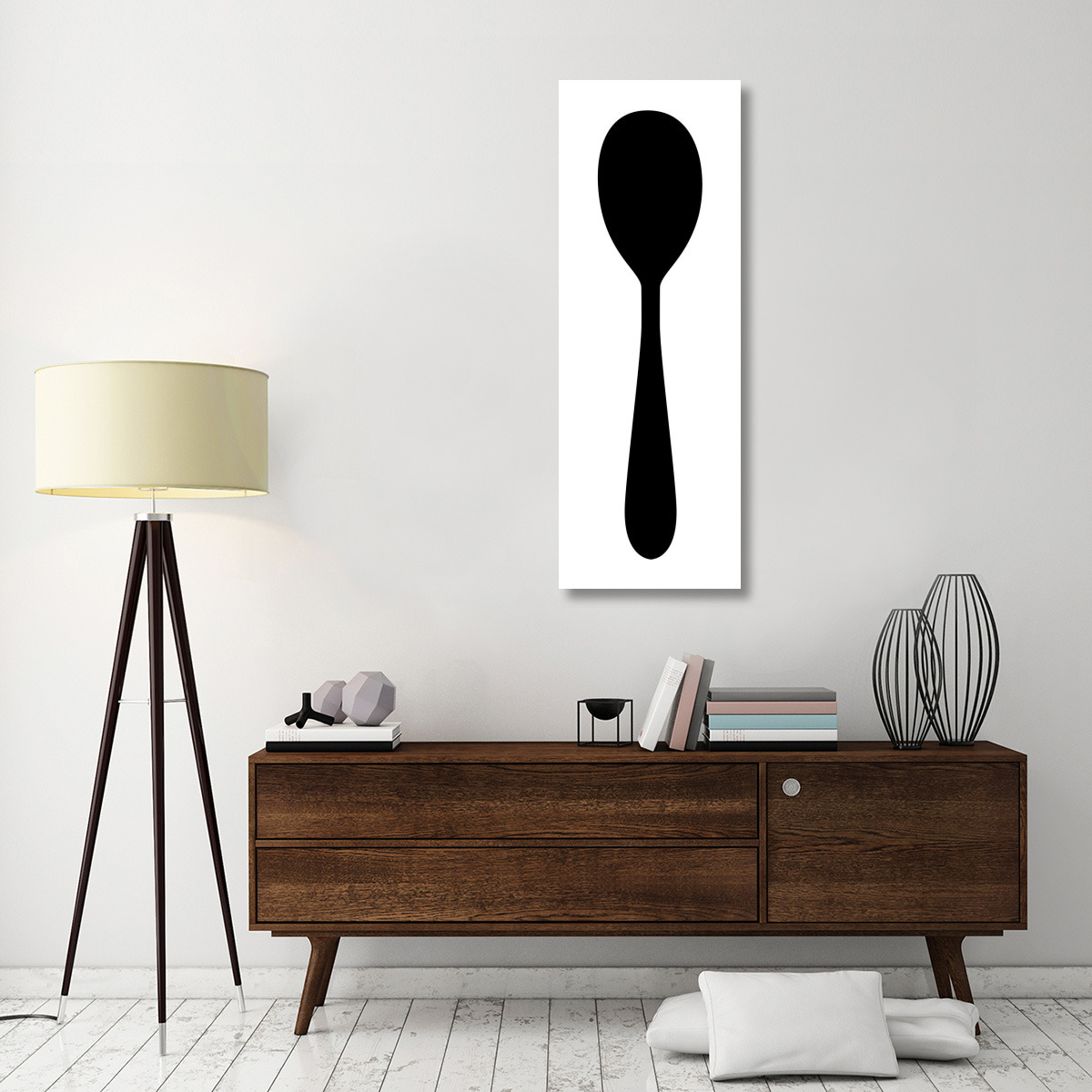 Mealtime Black on White - Spoon -Paper Art-20&quotx56"