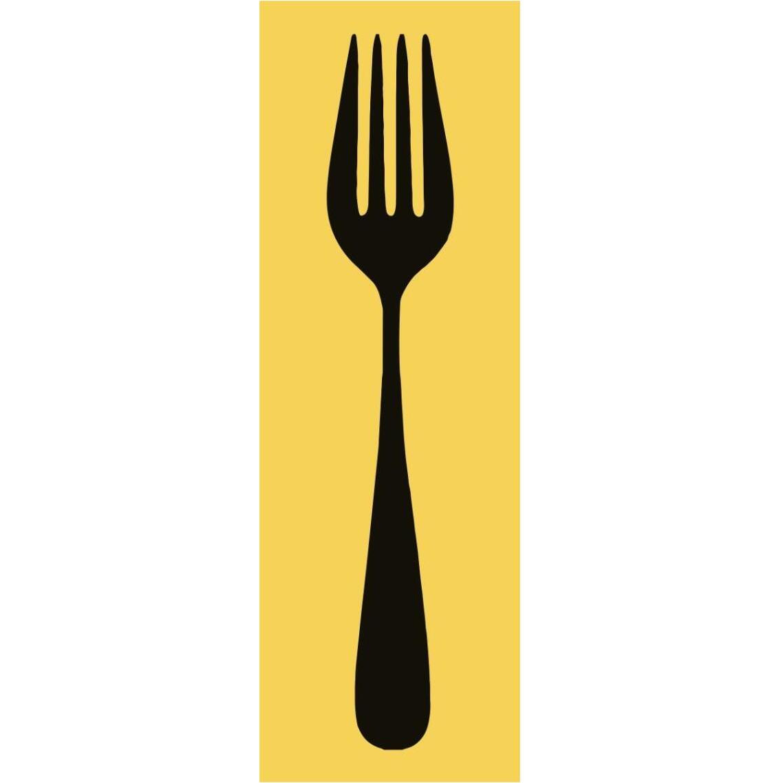 Mealtime Black on Yellow - Fork -Paper Art-14&quotx38"