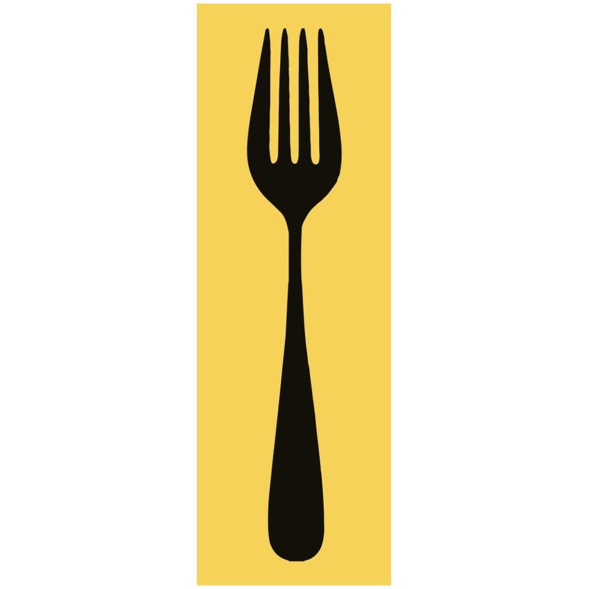 Mealtime Black on Yellow - Fork -Paper Art-20&quotx56"