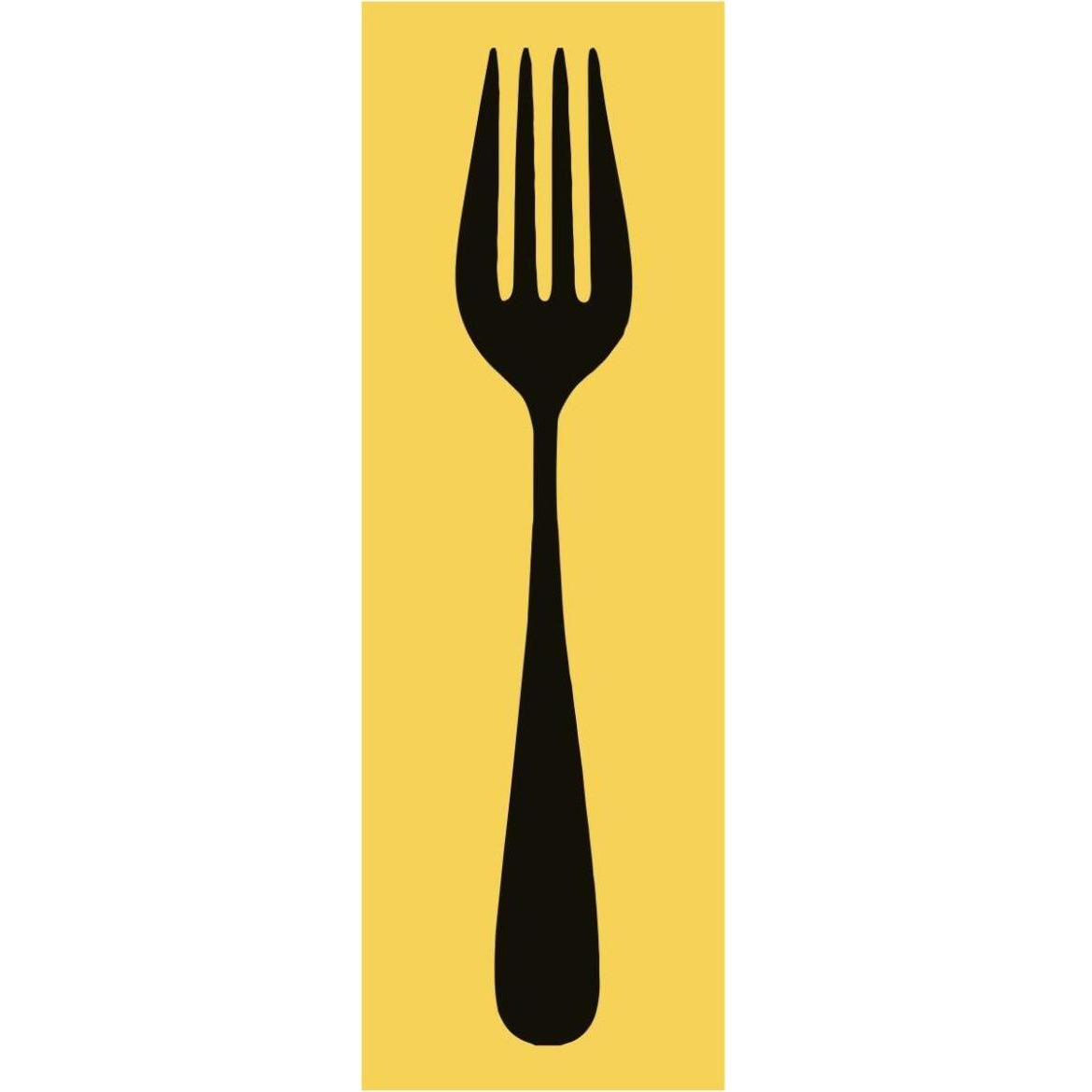 Mealtime Black on Yellow - Fork -Paper Art-26&quotx74"