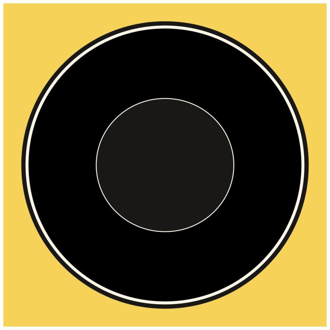 Mealtime Black on Yellow - Plate -Paper Art-20&quotx20"