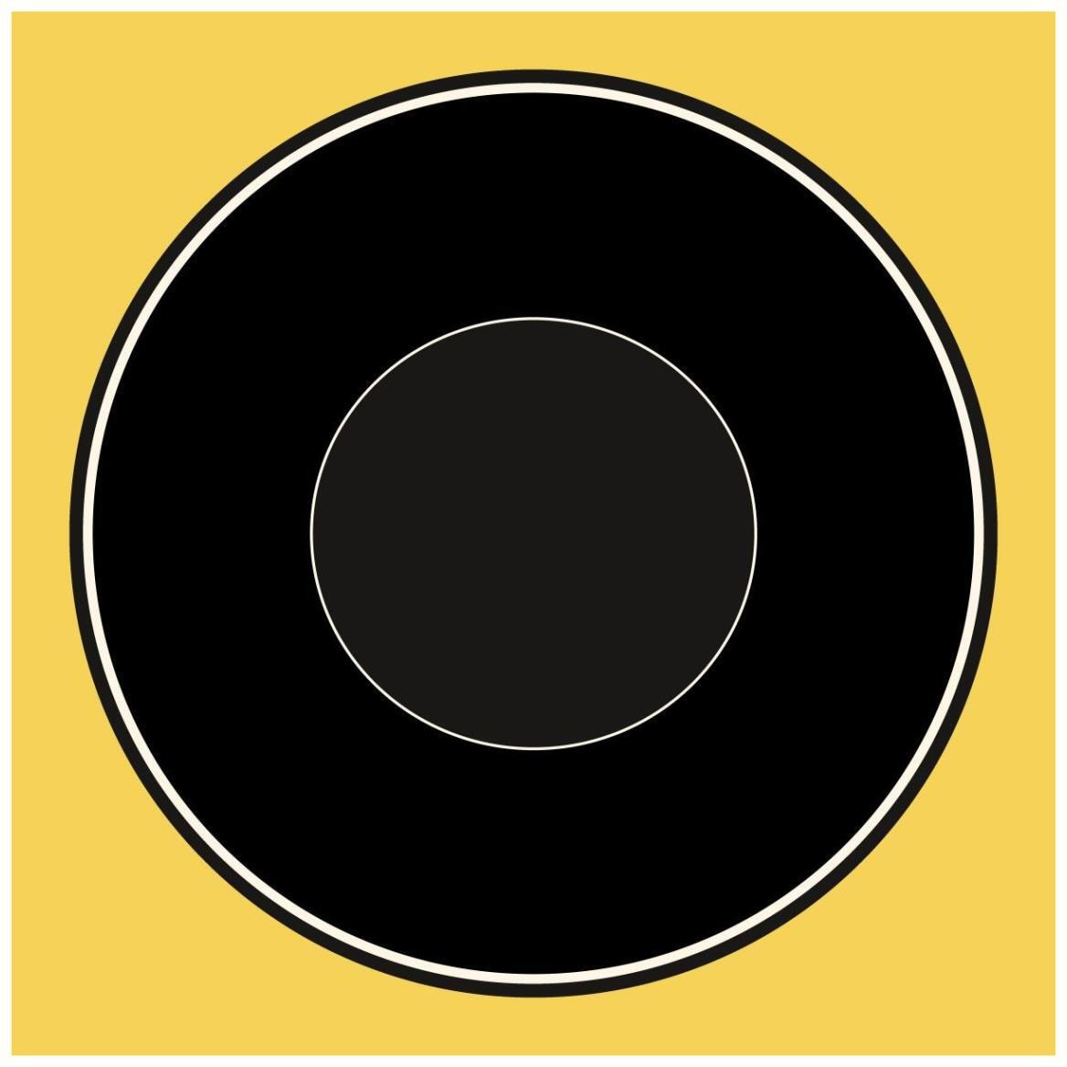 Mealtime Black on Yellow - Plate -Paper Art-42&quotx42"