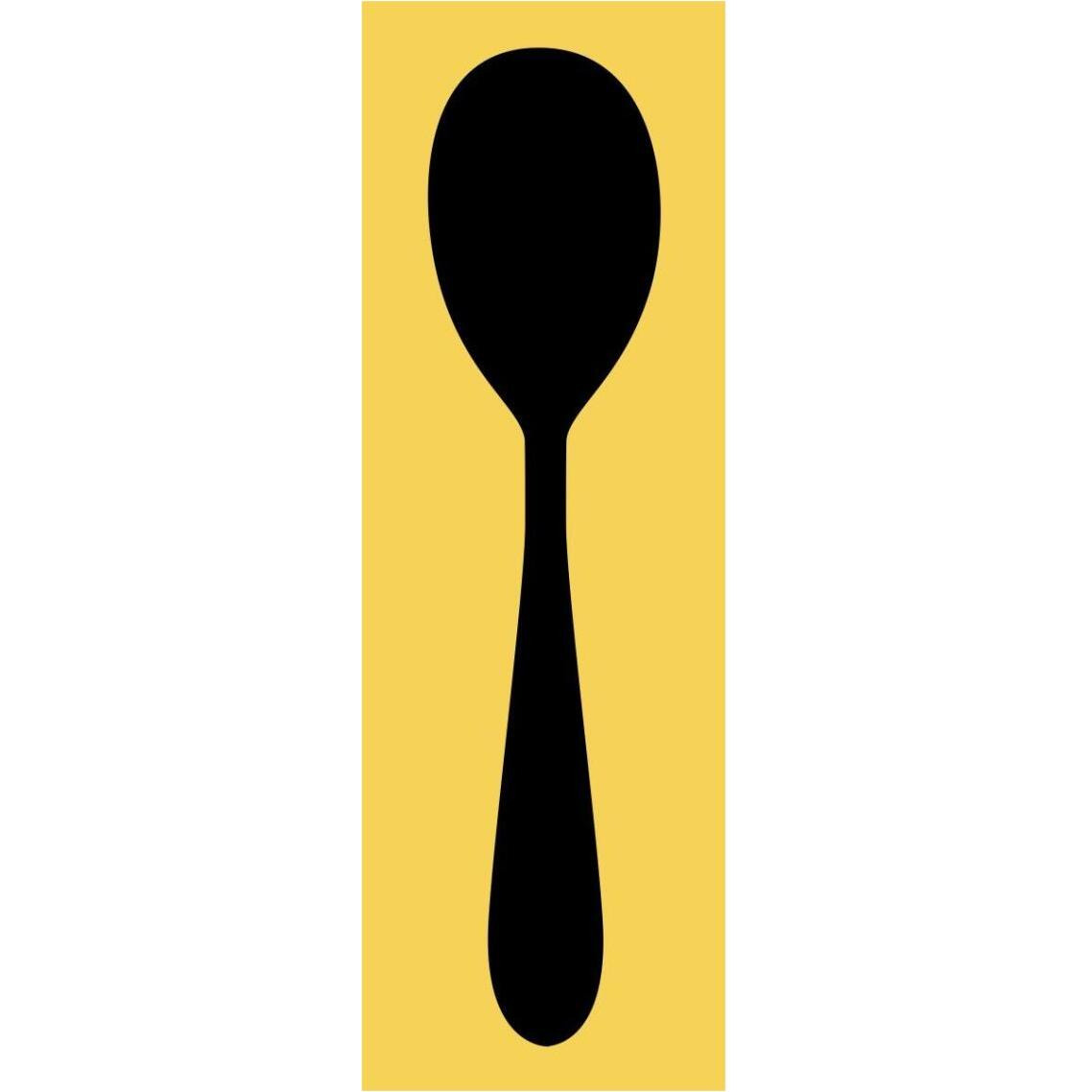 Mealtime Black on Yellow - Spoon -Paper Art-14&quotx38"
