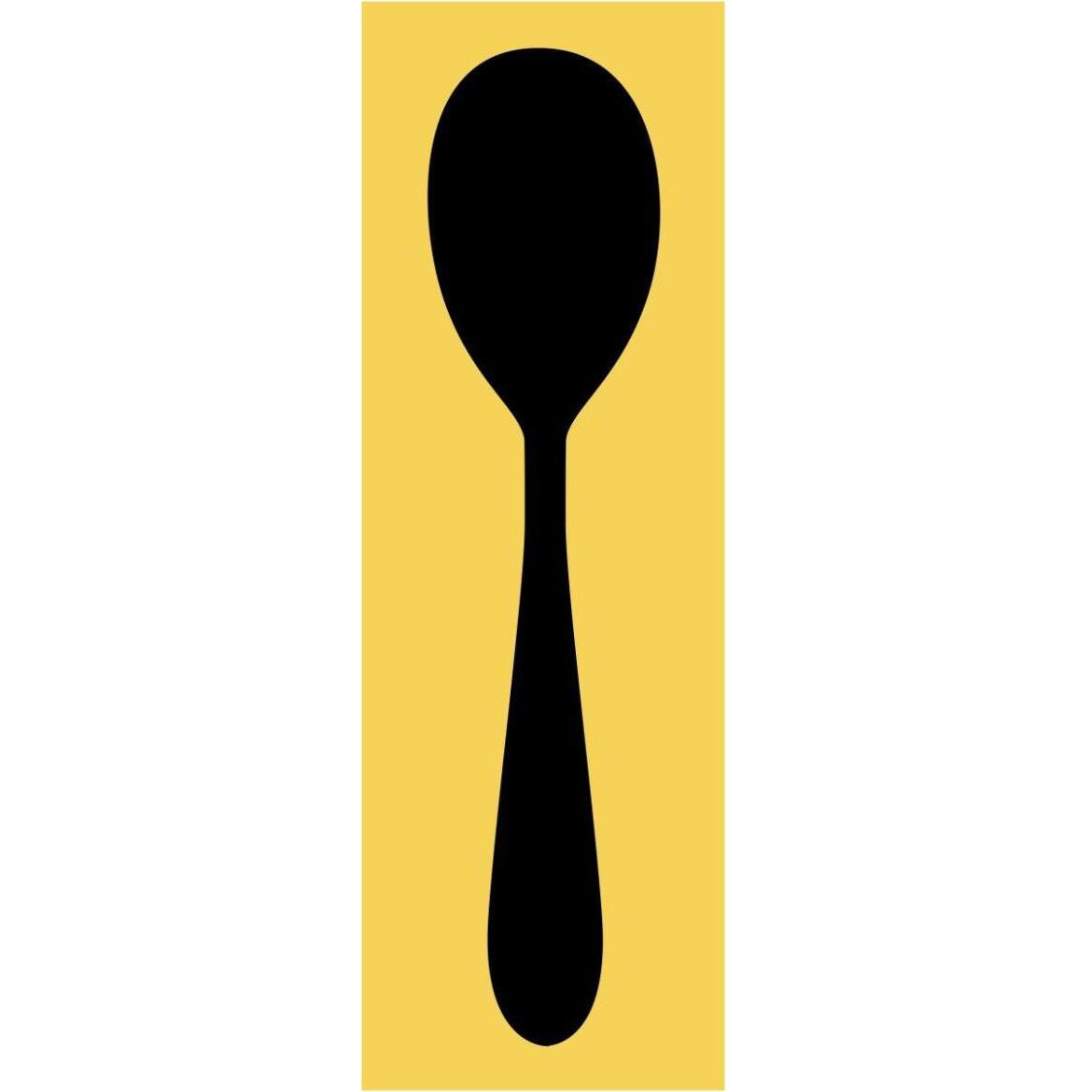 Mealtime Black on Yellow - Spoon -Paper Art-26&quotx74"