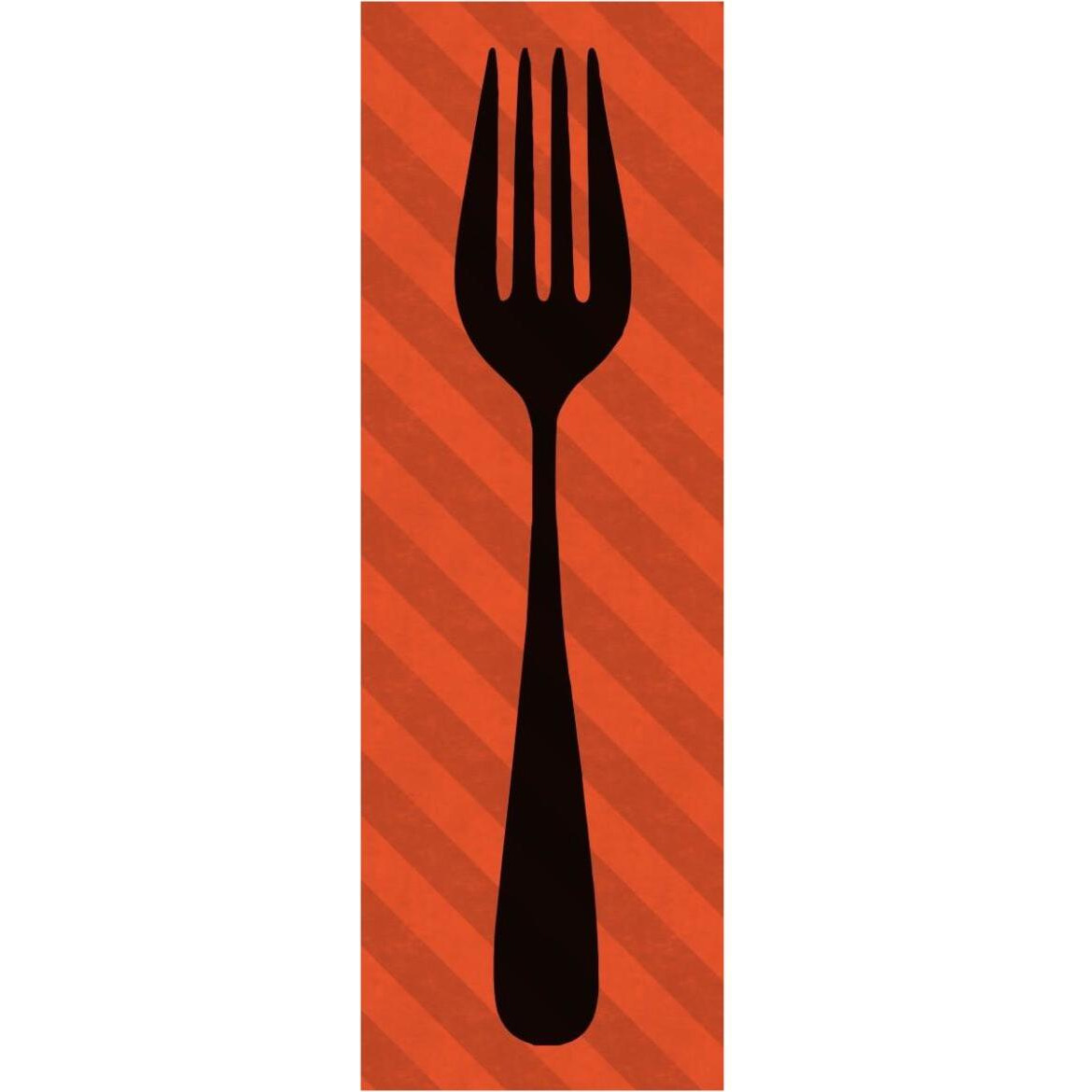 Mealtime Red Stripes - Fork -Paper Art-26&quotx74"