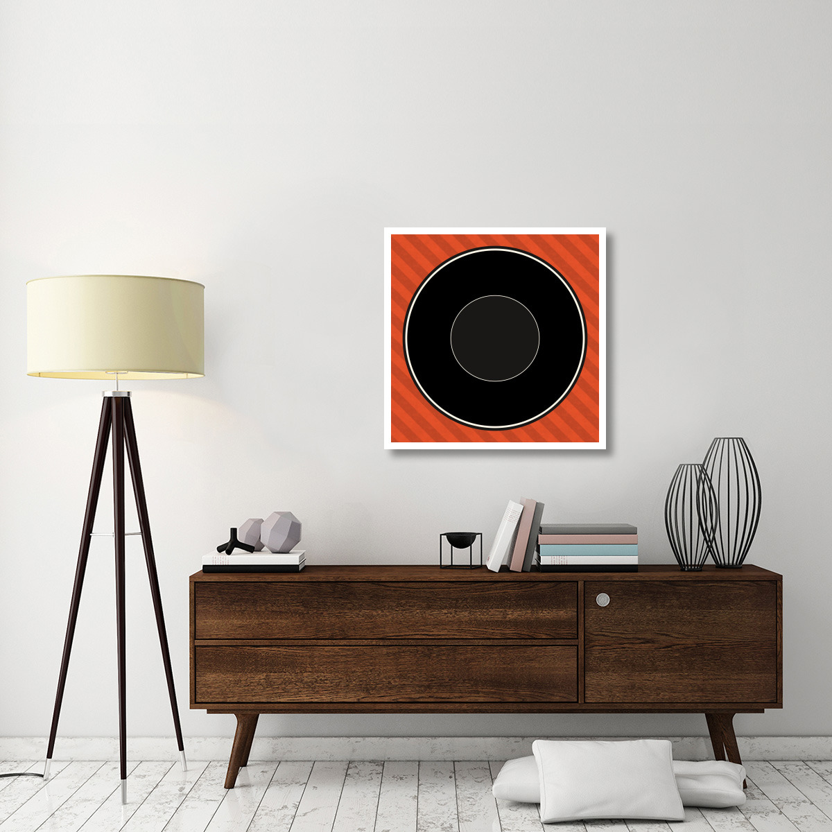 Mealtime Red Stripes - Plate -Paper Art-32&quotx32"