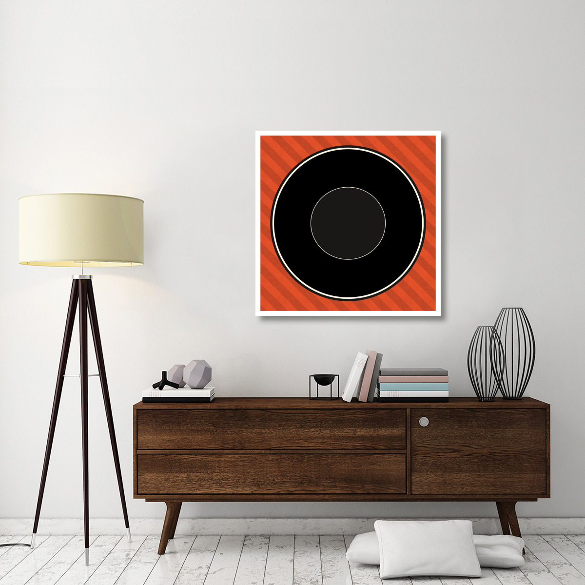 Mealtime Red Stripes - Plate -Paper Art-38&quotx38"