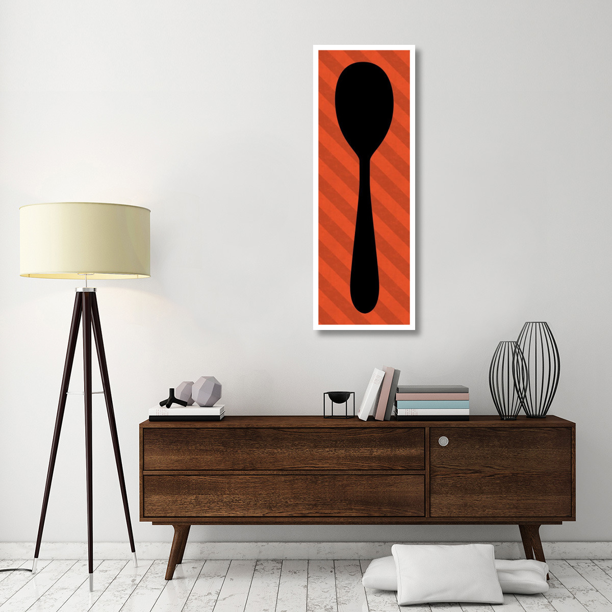 Mealtime Red Stripes - Spoon -Paper Art-20&quotx56"