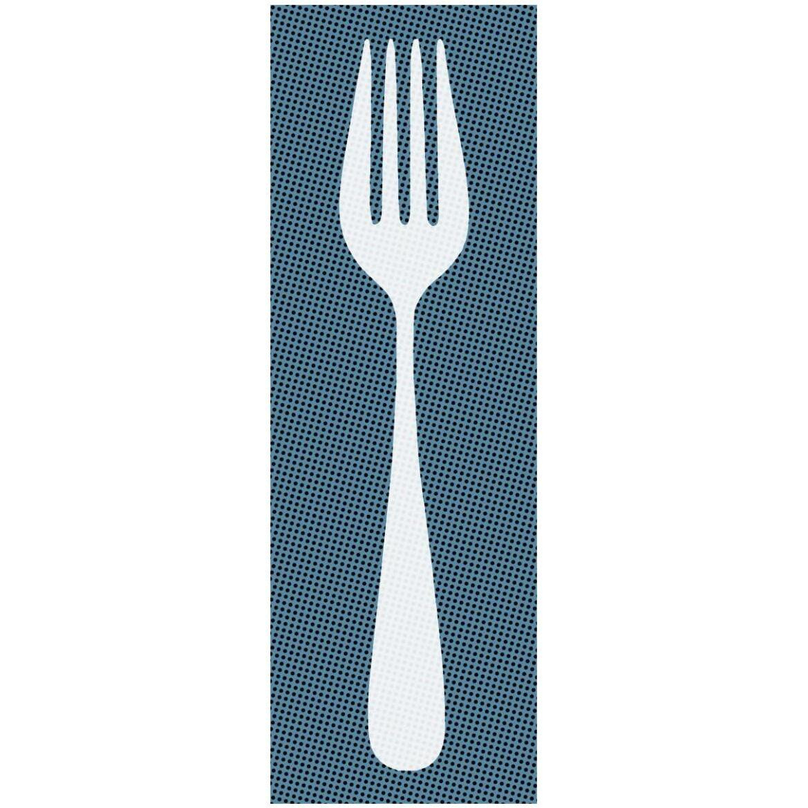 Mealtime White on Blue with Dots - Fork -Paper Art-20&quotx56"