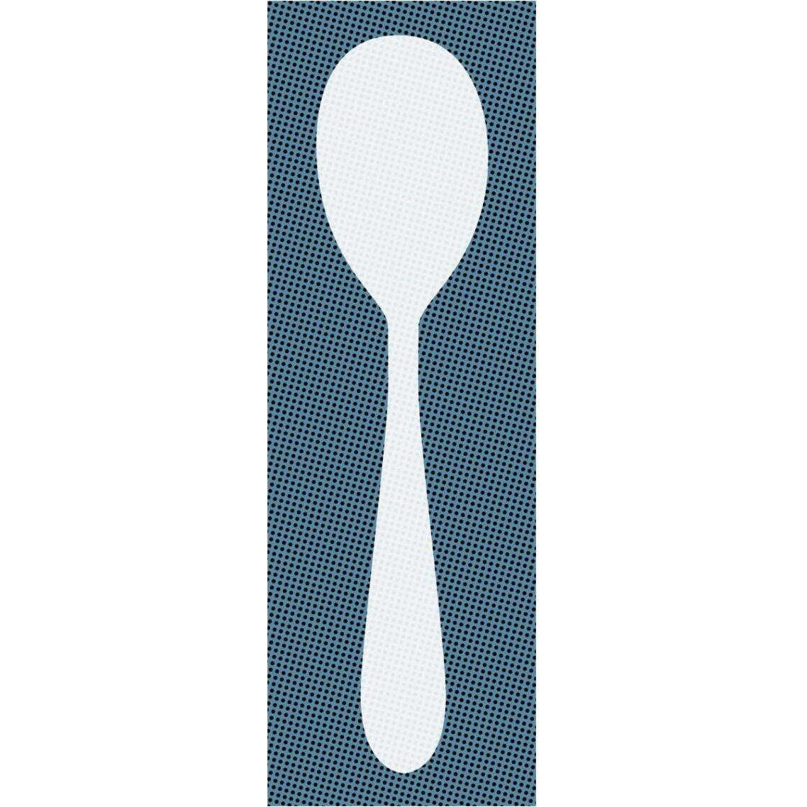 Mealtime White on Blue with Dots - Spoon -Paper Art-14&quotx38"