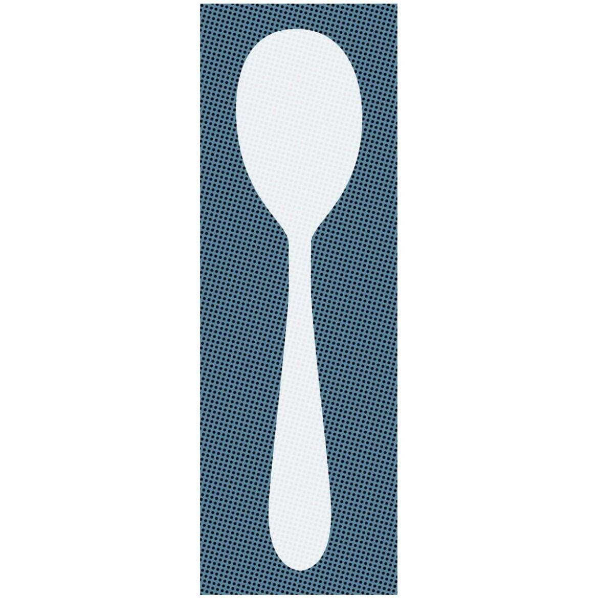 Mealtime White on Blue with Dots - Spoon -Paper Art-20&quotx56"