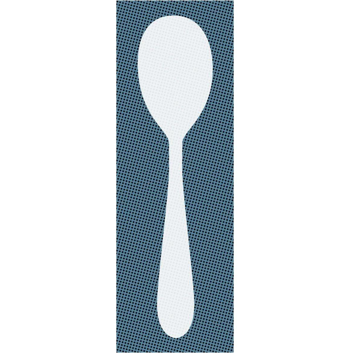 Mealtime White on Blue with Dots - Spoon -Paper Art-26&quotx74"