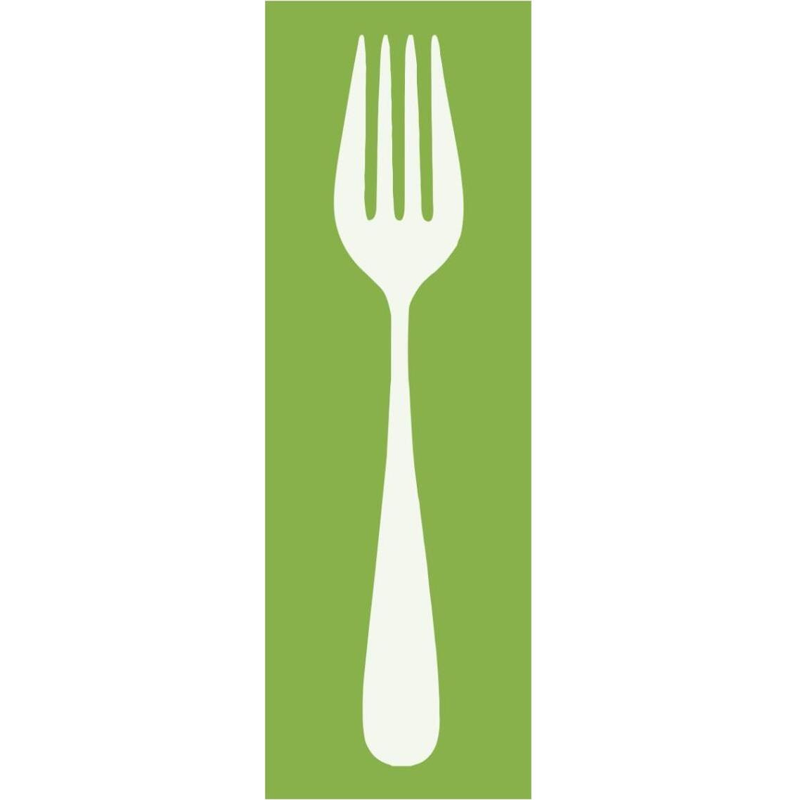 Mealtime White on Green - Fork -Paper Art-14&quotx38"