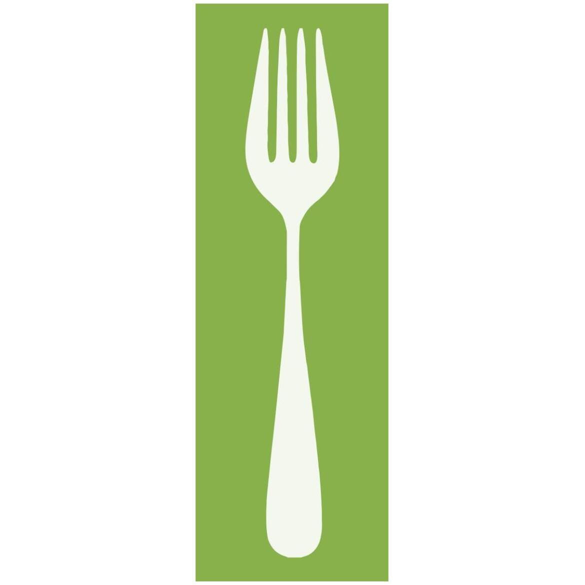 Mealtime White on Green - Fork -Paper Art-20&quotx56"