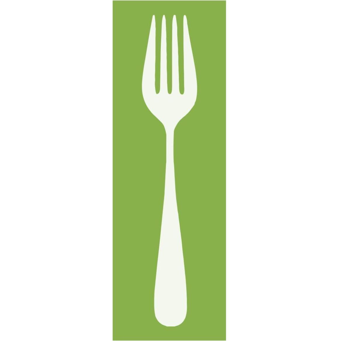 Mealtime White on Green - Fork -Paper Art-26&quotx74"