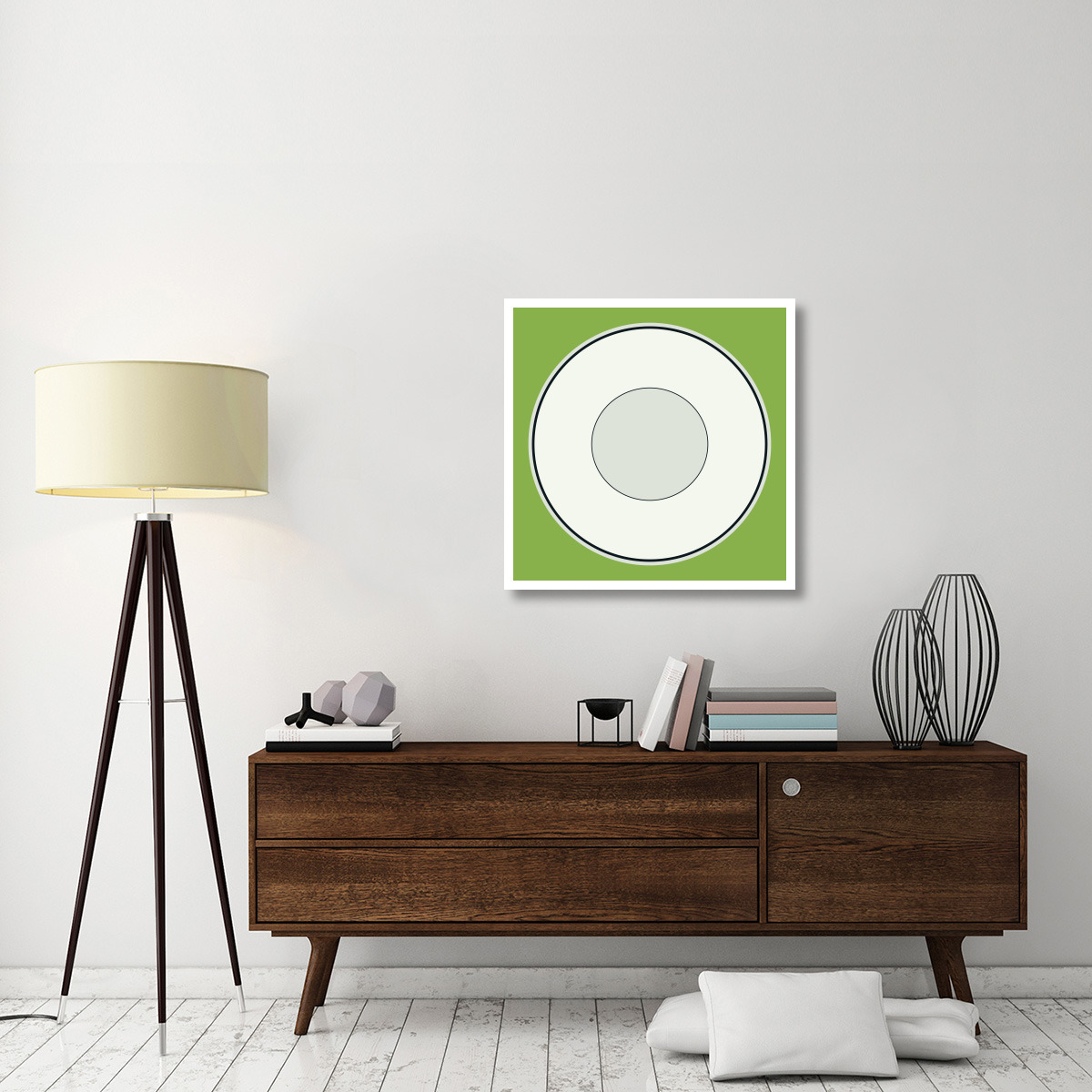 Mealtime White on Green - Plate -Paper Art-32&quotx32"