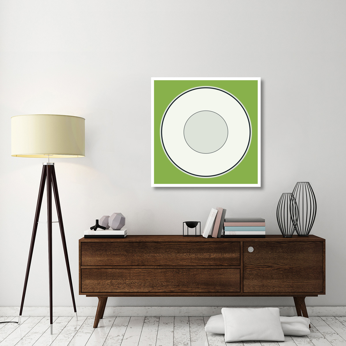 Mealtime White on Green - Plate -Paper Art-38&quotx38"
