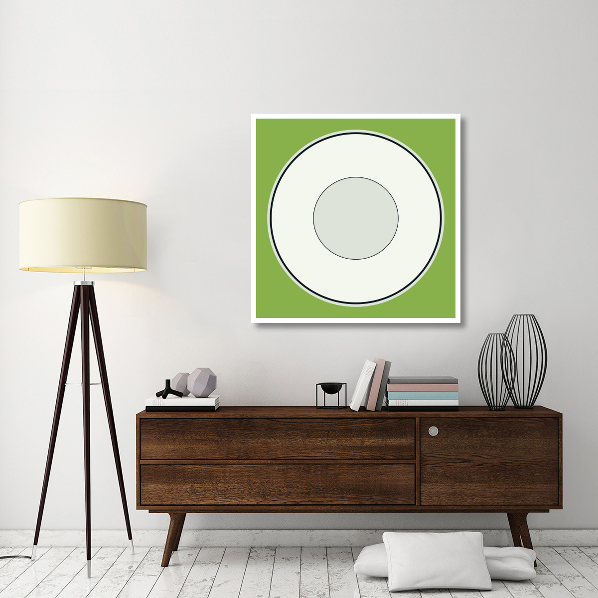 Mealtime White on Green - Plate -Paper Art-42&quotx42"