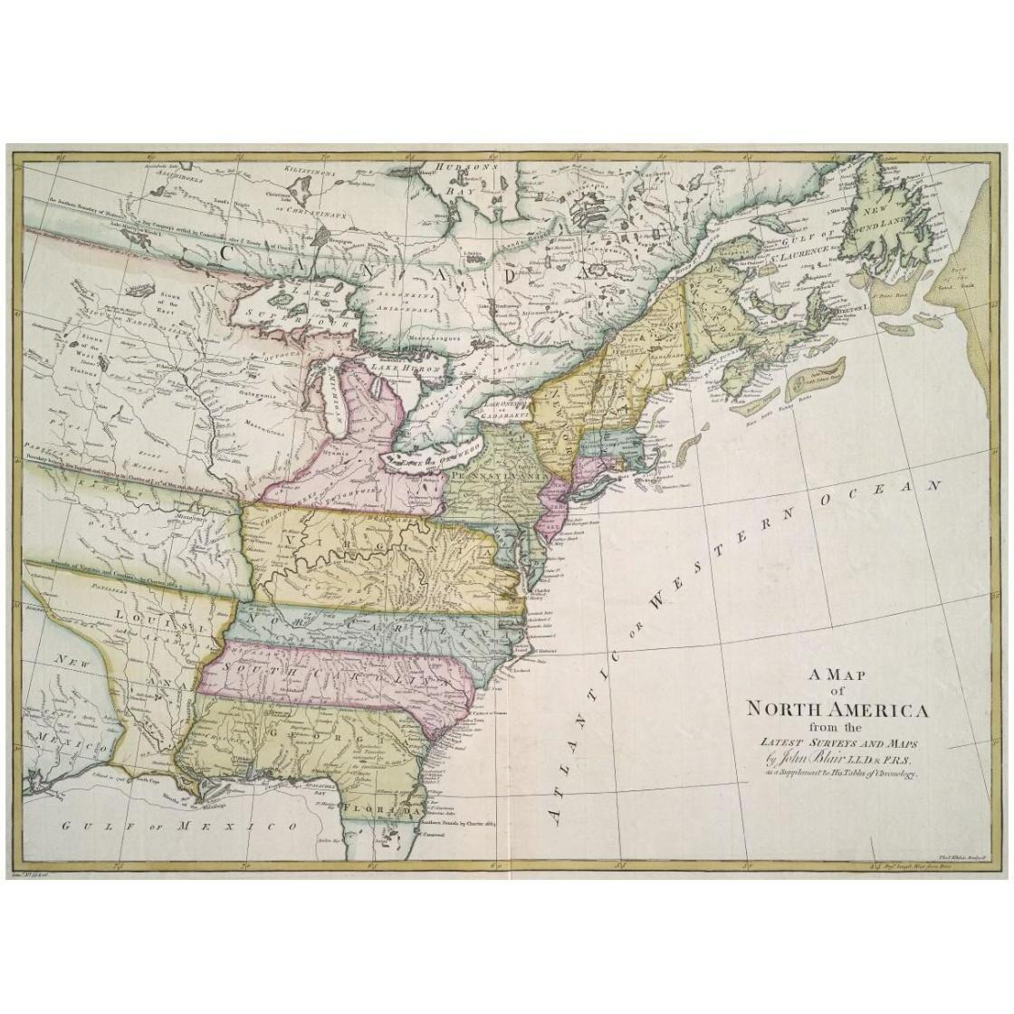 American Revolutionary Era Map, 1782 -Paper Art-26&quotx20"