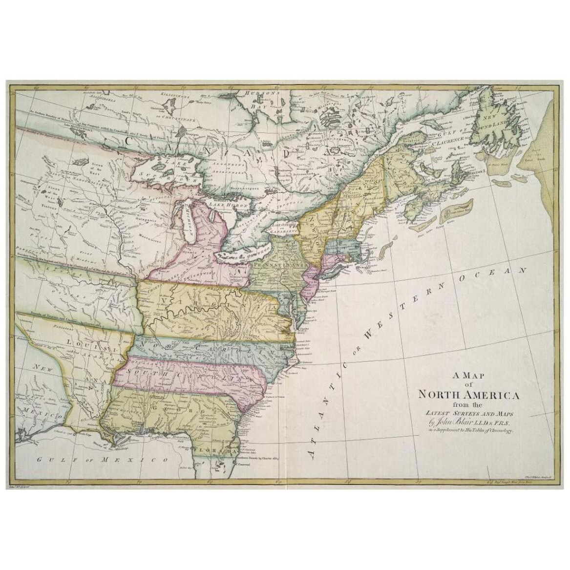 American Revolutionary Era Map, 1782 -Paper Art-42&quotx32"