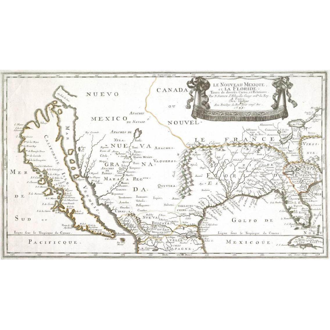 America with California Shown as an Island, 1656 -Paper Art-38&quotx22.88"