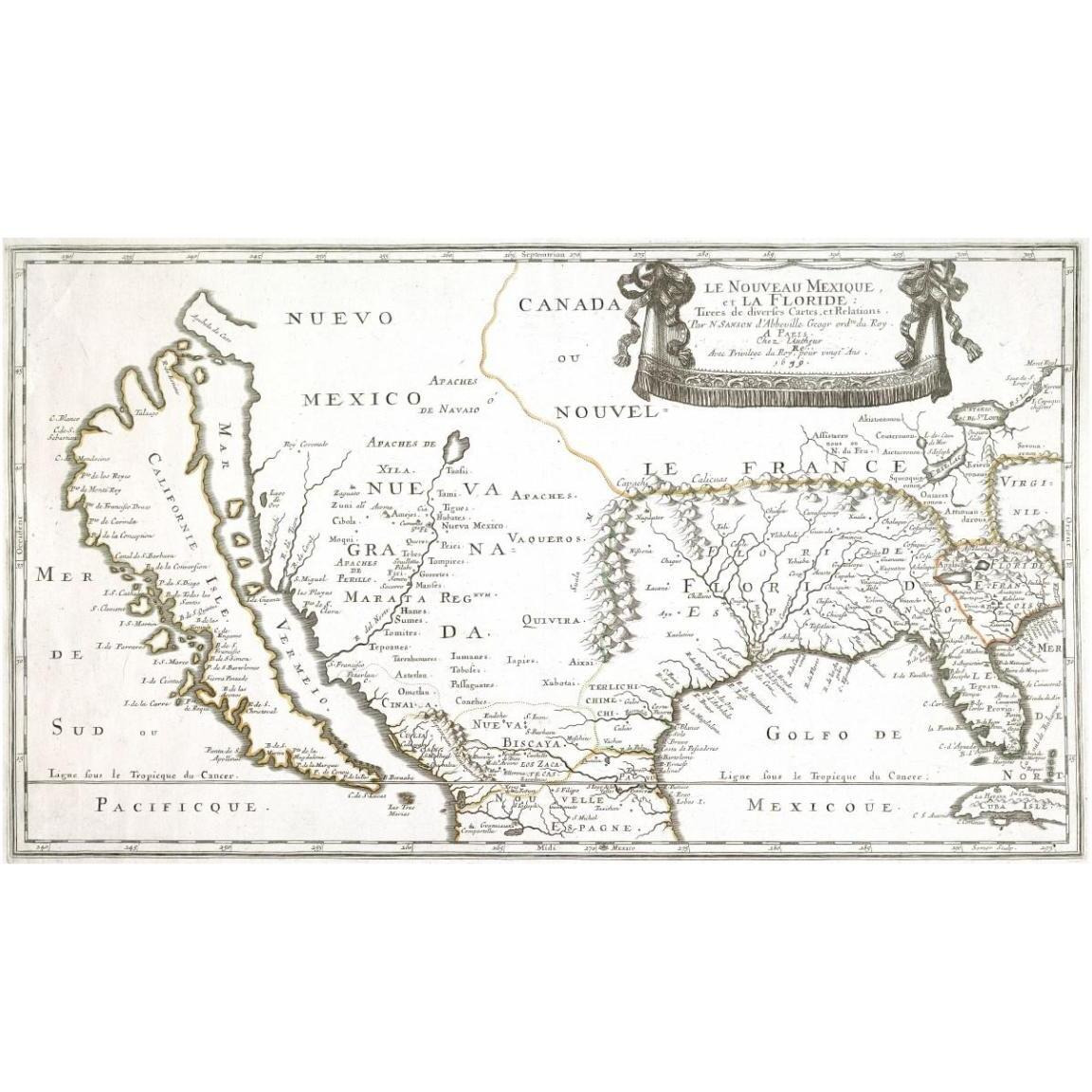 America with California Shown as an Island, 1656 -Paper Art-46&quotx27.52"