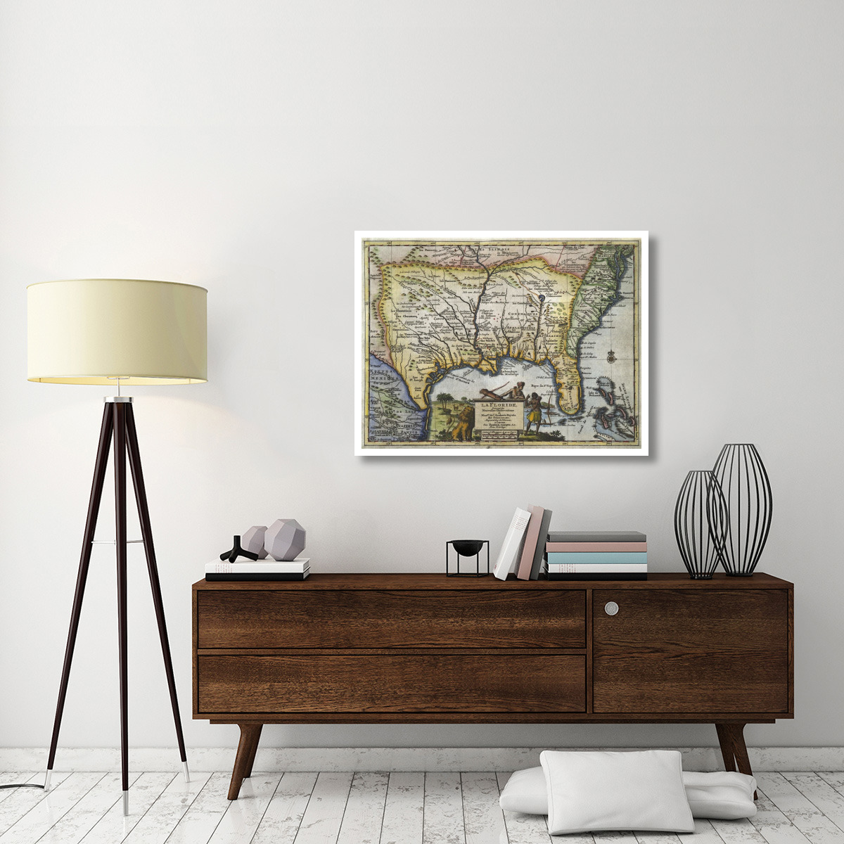Texas and Florida, 1706 -Paper Art-42&quotx32"
