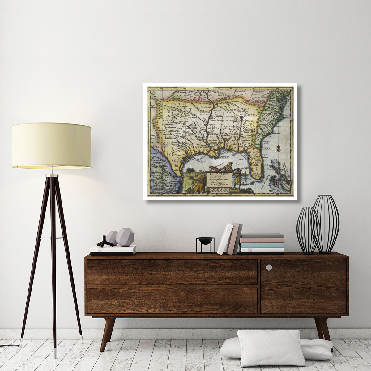 Texas and Florida, 1706 -Paper Art-50&quotx38"