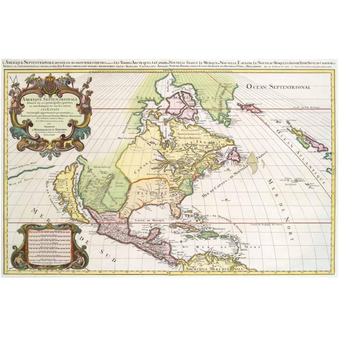 America with California Shown as an Island, 1694 -Paper Art-62&quotx42"