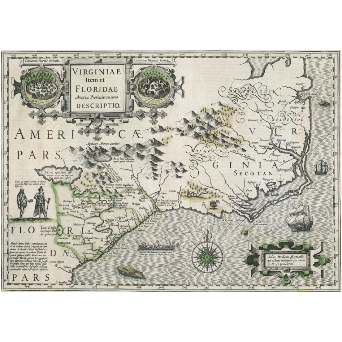 Virginia item et Floridae, 1613 -Paper Art-24&quotx17.62"