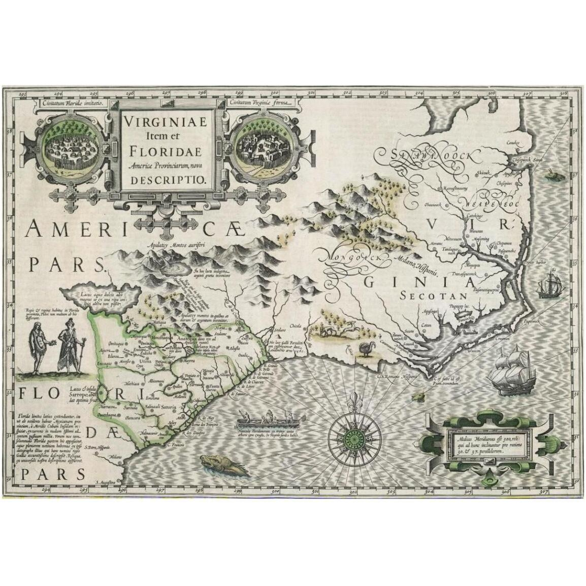 Virginia item et Floridae, 1613 -Paper Art-46&quotx33.24"