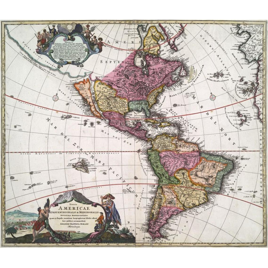 The Americas, 1720 -Paper Art-38&quotx32.6"