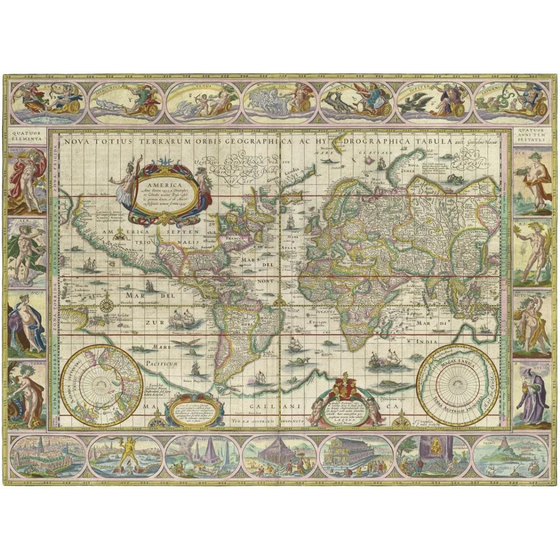 World Map, 1630 -Paper Art-18&quotx14"