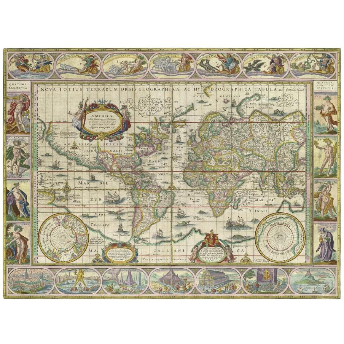 World Map, 1630 -Paper Art-42&quotx32"