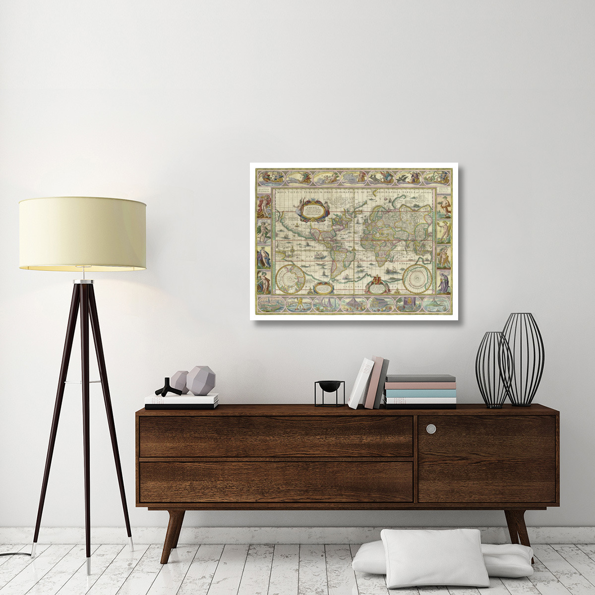 World Map, 1630 -Paper Art-42&quotx32"