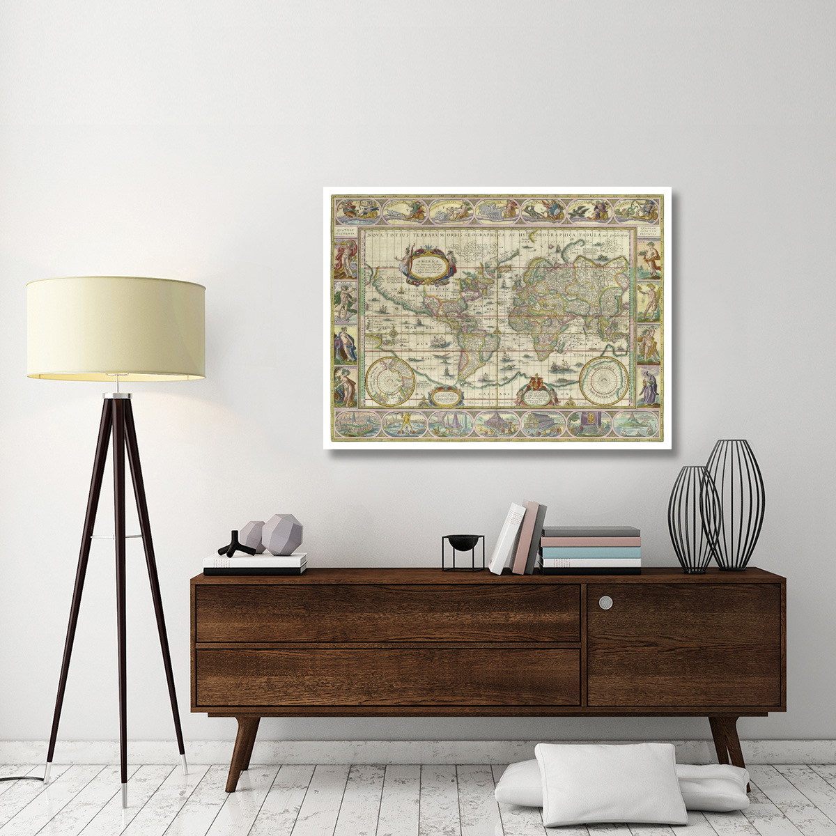 World Map, 1630 -Paper Art-50&quotx38"