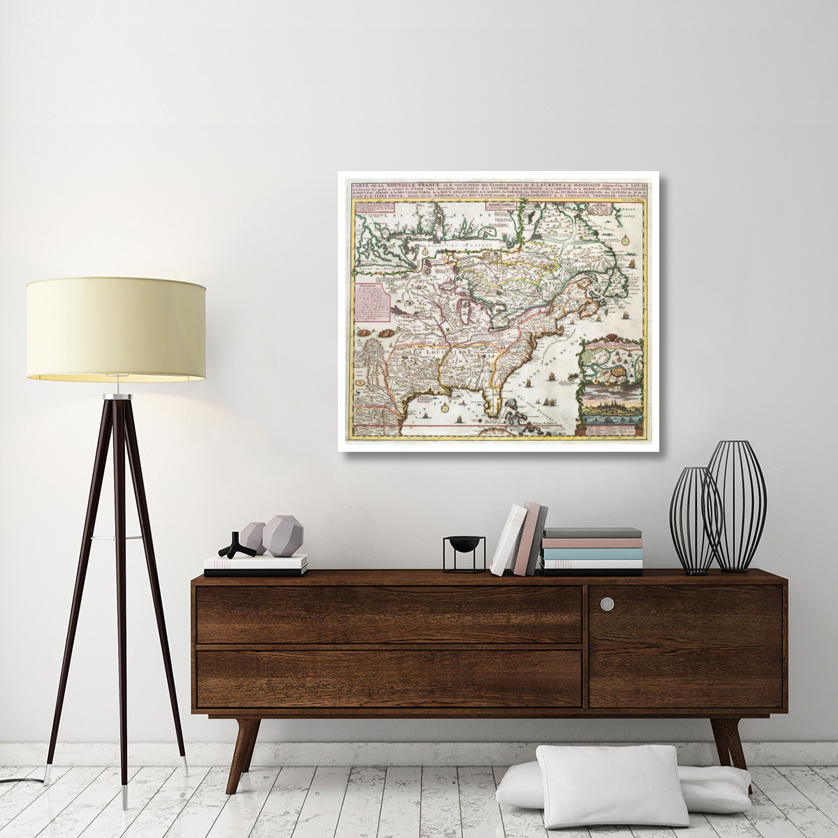 North America- French Settlement, 1719 -Paper Art-46&quotx40.28"