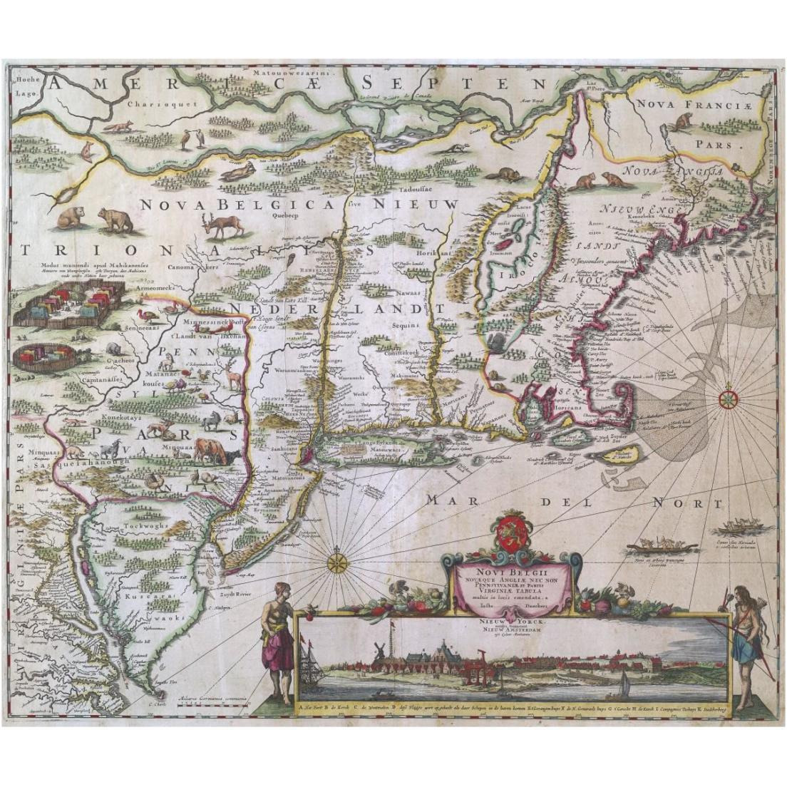 New England and New York with inset depicting lower Manhattan, 1655 -Paper Art-24&quotx20.7"