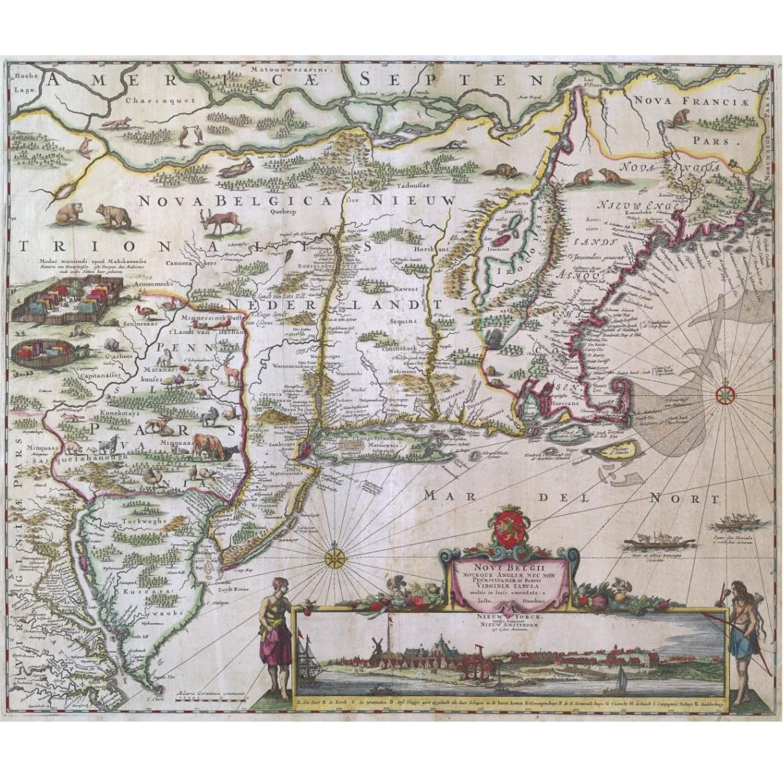 New England and New York with inset depicting lower Manhattan, 1655 -Paper Art-38&quotx32.6"