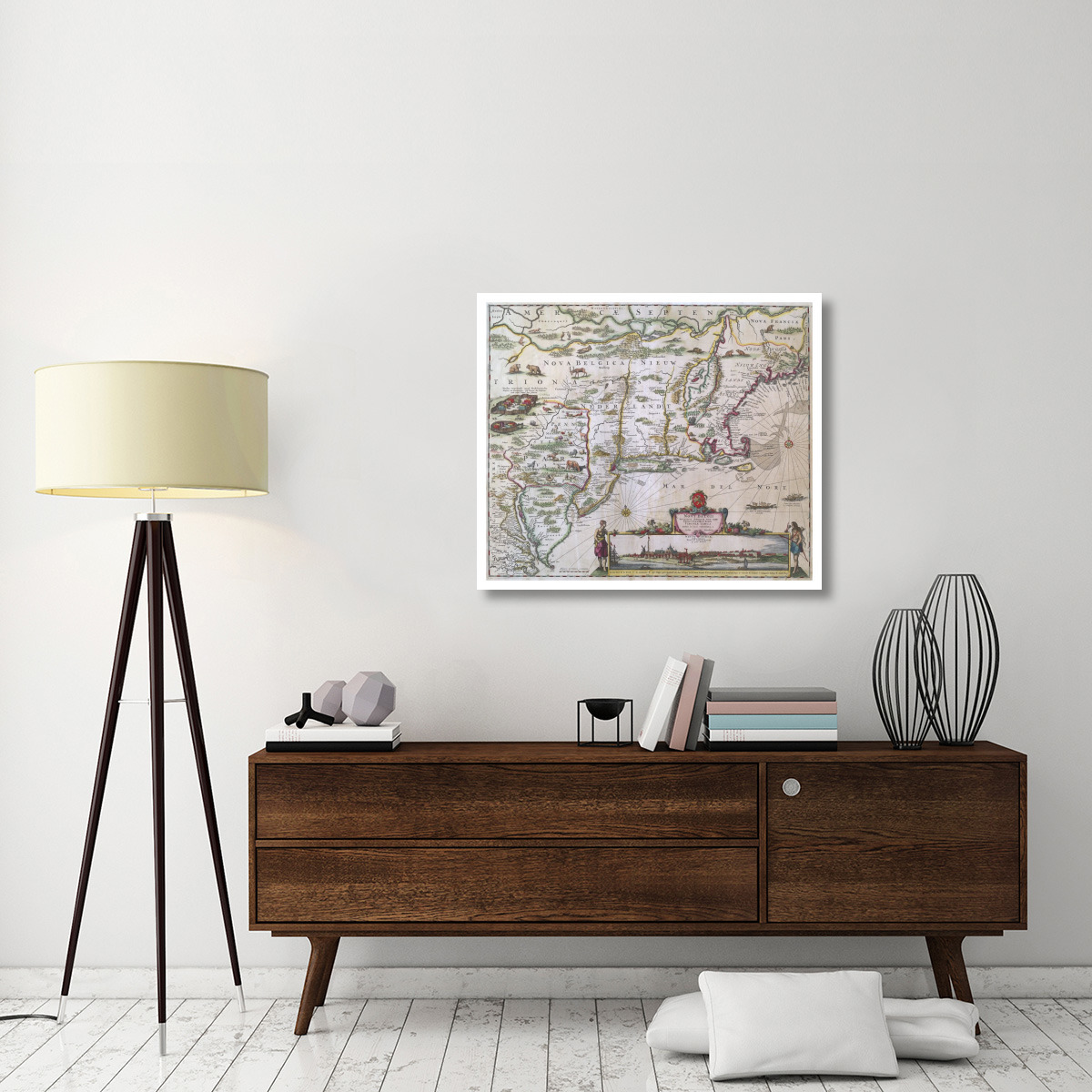 New England and New York with inset depicting lower Manhattan, 1655 -Paper Art-38&quotx32.6"