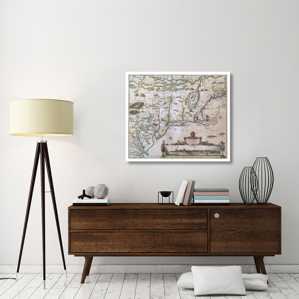 New England and New York with inset depicting lower Manhattan, 1655 -Paper Art-42&quotx36"